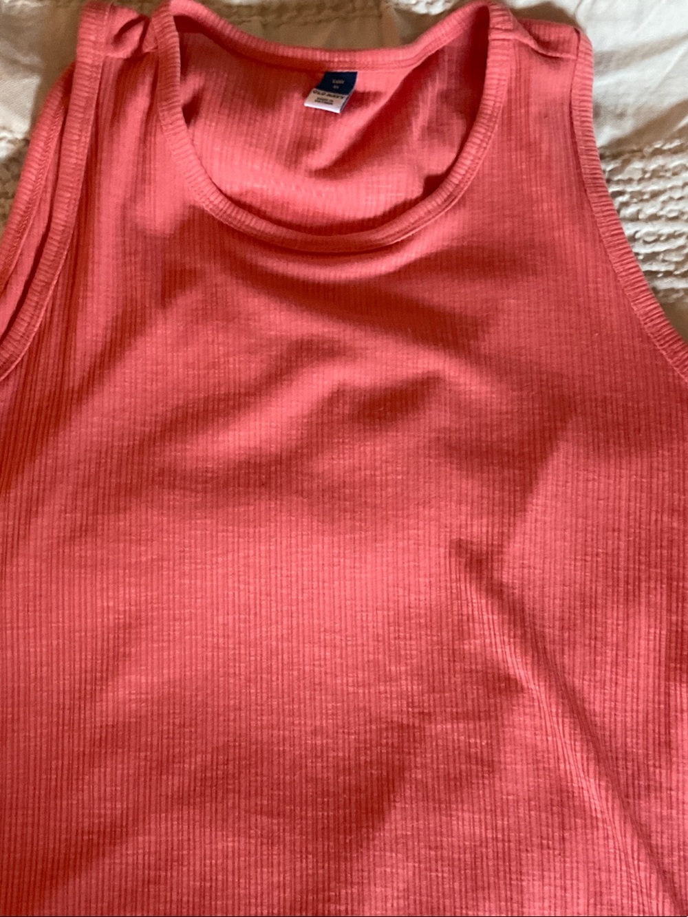 Old Navy Coral Ribbed Scoop Tank Top